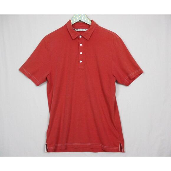 Travis Mathew Golf Polo Shirt Men Medium Red Pima Cotton Blend Short Sleeve Logo - Picture 2 of 16